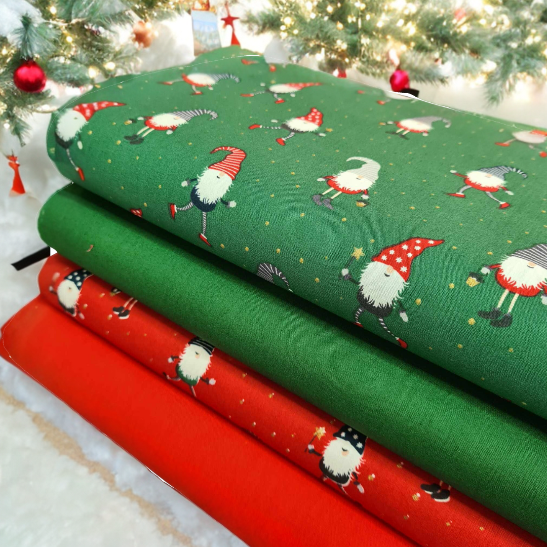Stoffpaket Patchwork - Patchworkpaket - Quiltpaket - Weihnachten - Wichtel mit Zauberstab