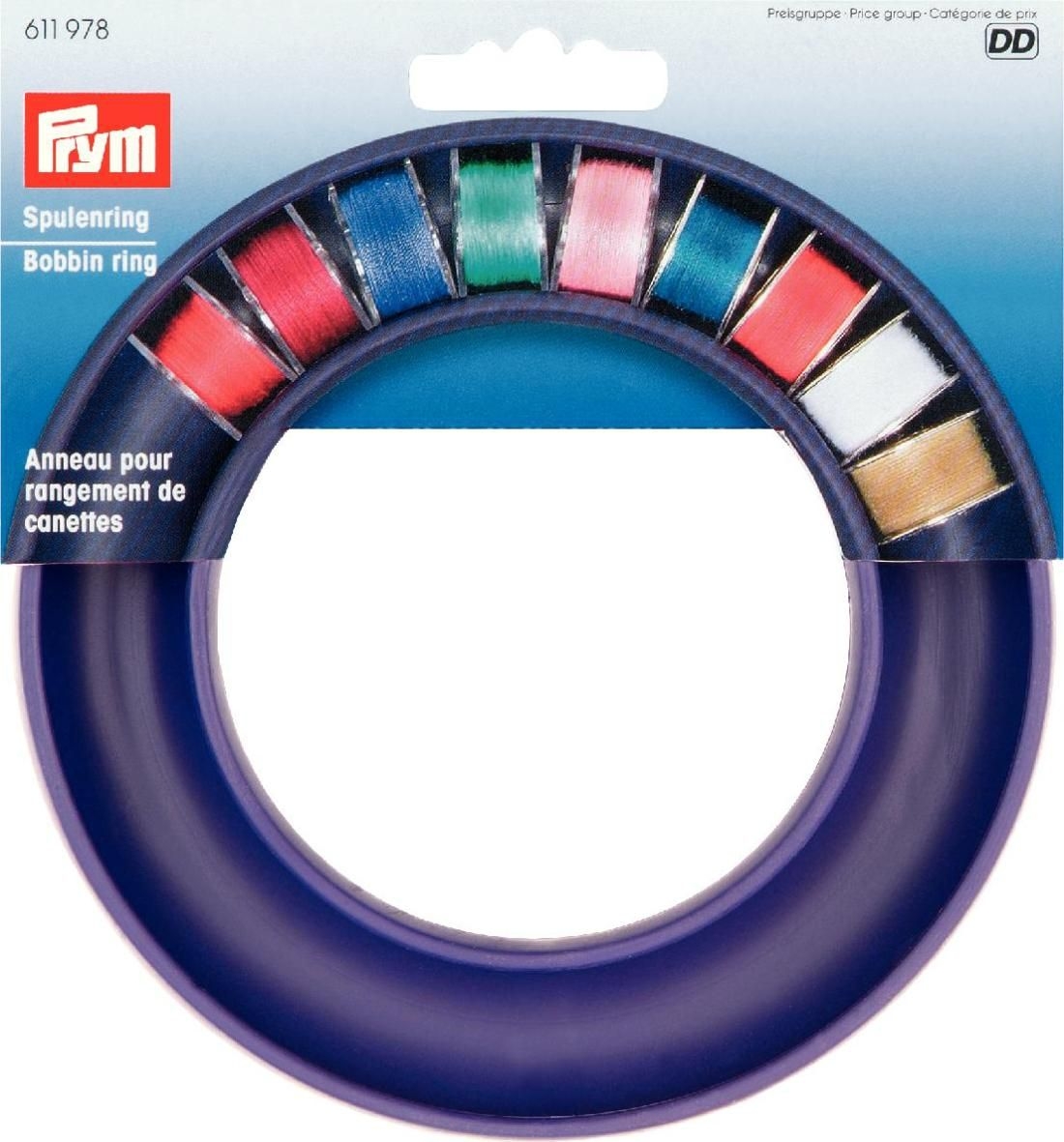 Prym Nähmaschinen-Spulenring aus flexiblem Kunststoff in Pflaumenblau – Praktische Aufbewahrung für bis zu 20 Unterfadenspulen, verhindert das Abwickeln der Fäden.