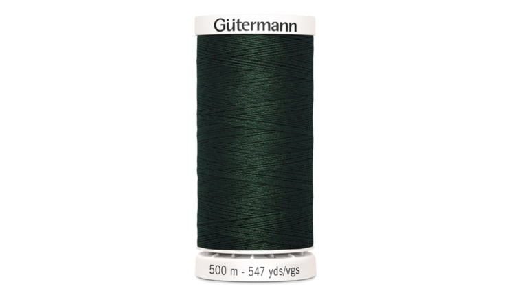 Gütermann Allesnäher 500 Meter in Dunkelgrün (472) – Hochwertiges Premium-Nähgarn aus 100% Polyester für alle Stoffe. Sattes dunkelgrünes Nähgarn, reißfest und farbecht.