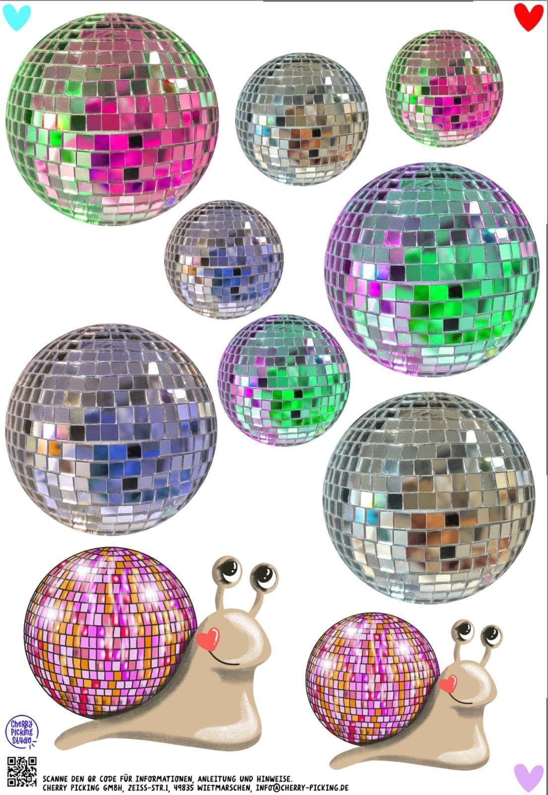Bügelbild - Cherry Picking - 1 Bogen - Discokugeln