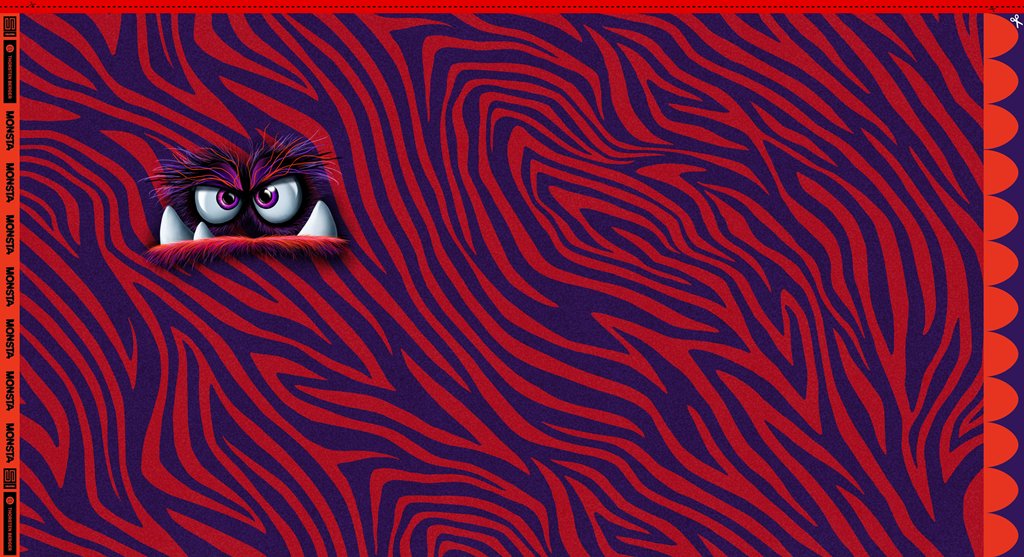 Swafing French Terry Panel Monsta by Thorsten Berger, cooles Monster-Motiv in Rot, Sommersweat für Kinder, 95% Baumwolle 5% Elasthan, Vorbestellung