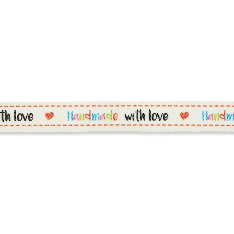 Webband - Dekoband - 15mm - Handmade with Love - Roter Rand