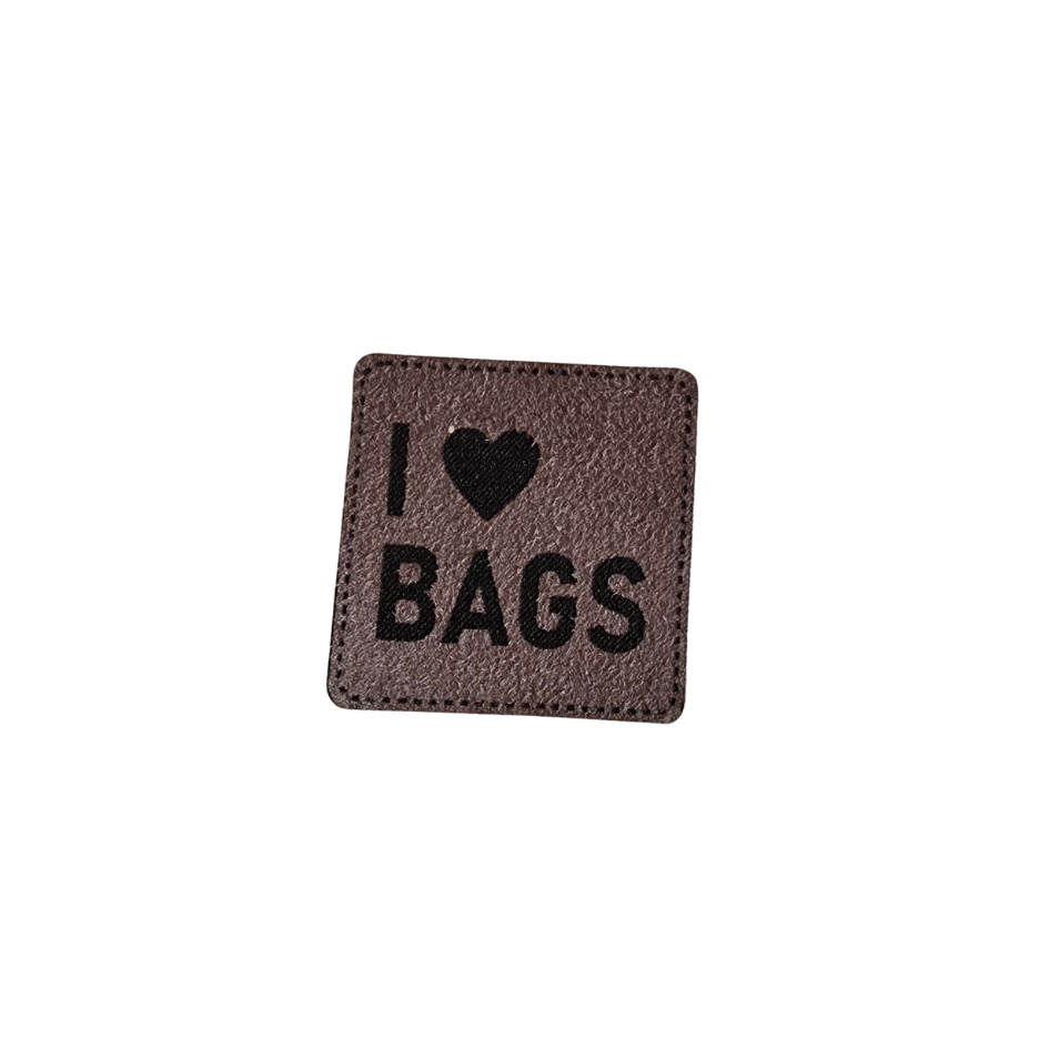 Label - Wildleder - Grau - 4cm x 4cm - I LOVE BAGS