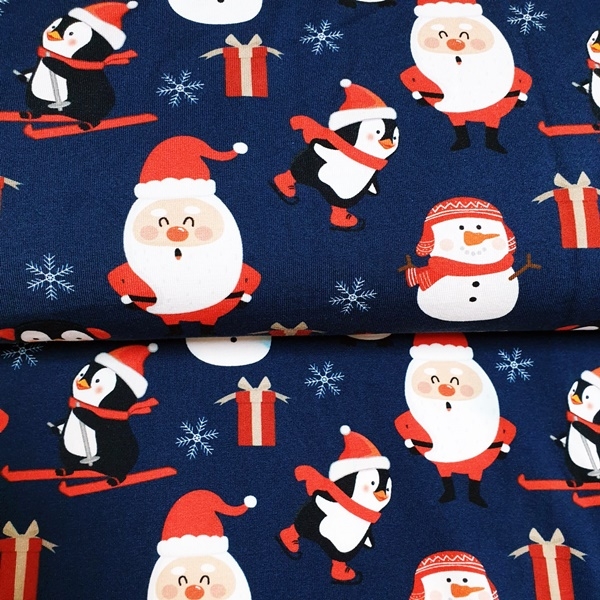 Eigenproduktion - Jersey Stoff - Baumwolljersey - Christmas Pengu