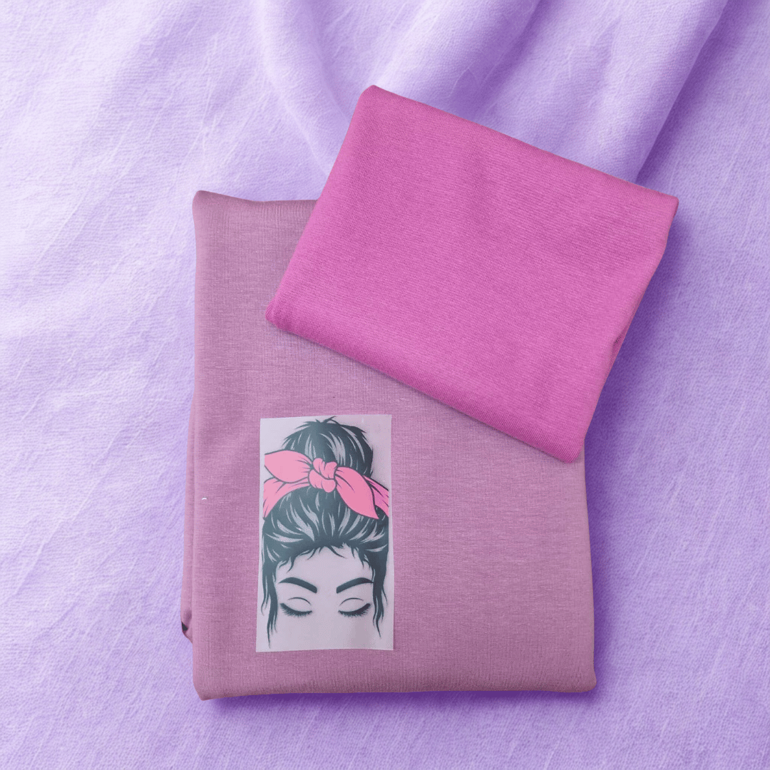 Stoffpaket - UNIKAT - Sweat - Schleife pink