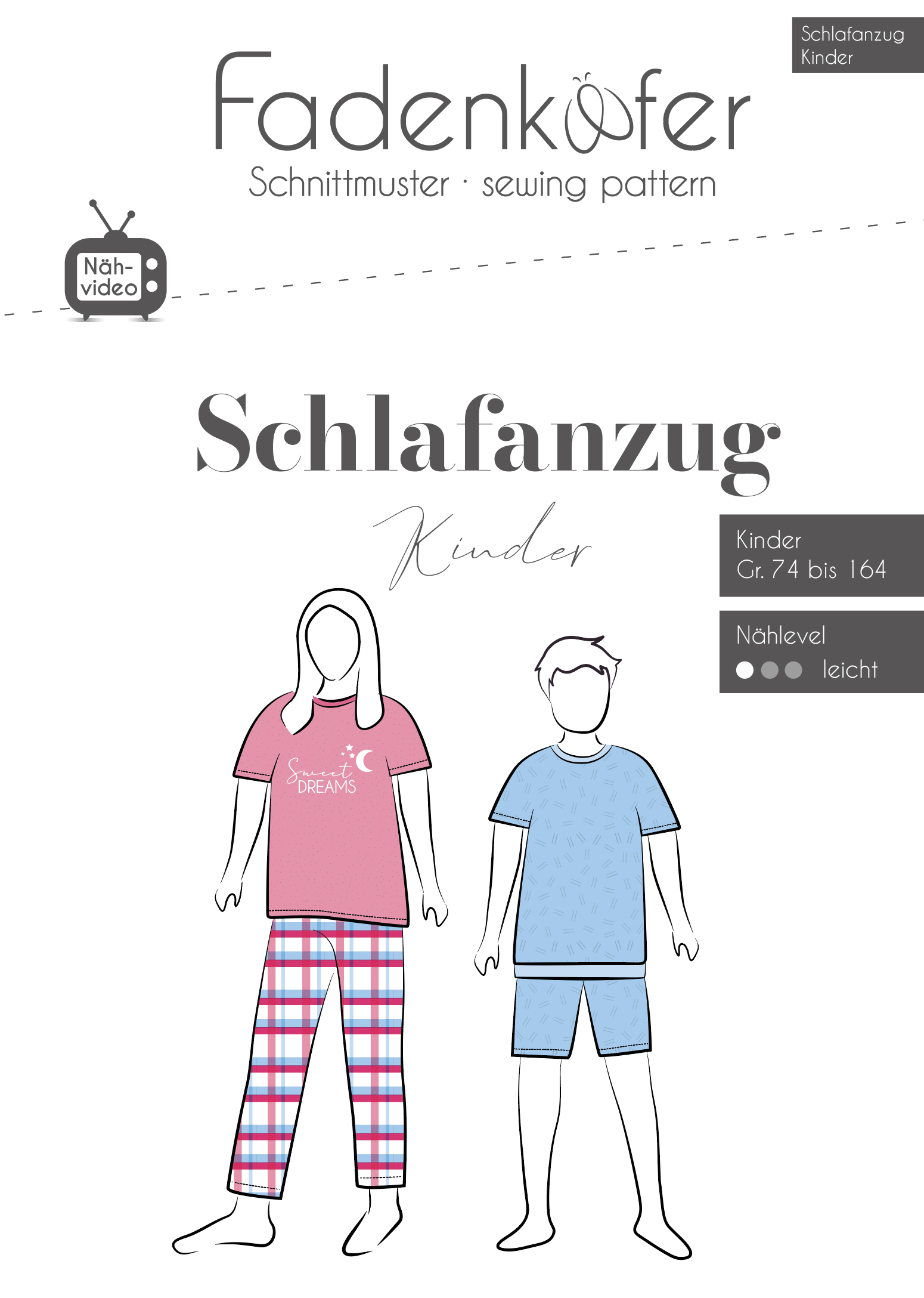 Papierschnittmuster Fadenkäfer - Schlafanzug für Kinder - 74-164