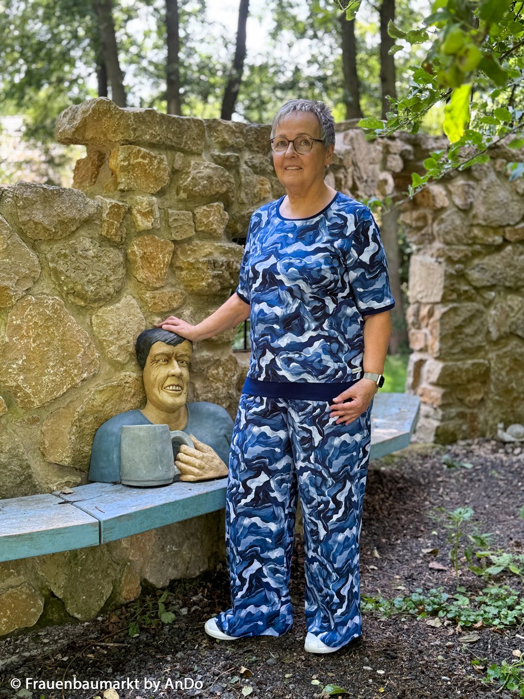 French Terry - Swafing - Judith - Grafisch Blau