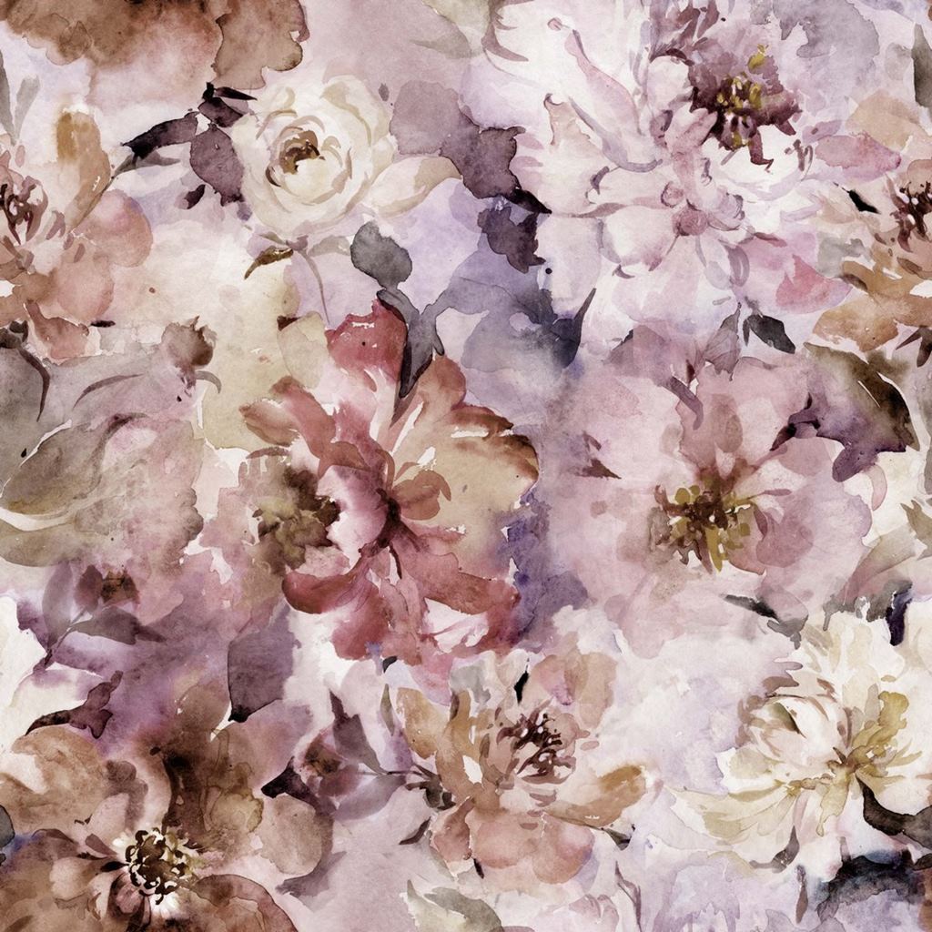 Canvas - Dekostoff - Leinenoptik - Digitaldruck - Aquarellblumen in Rosa
