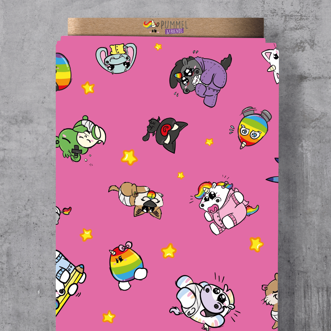 Pummeleinhorn Stoff & Design "Pummelbabys" in Rosa – Exklusive Vororder Meterware in 12 Qualitäten, gewerblich nutzbar, Öko-Tex Standard 100.