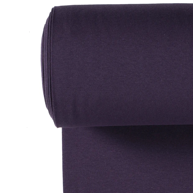 Bündchen Stoff Feinripp Uni in Dunkellila – tiefer Aubergine-Ton, elastisch und formstabil