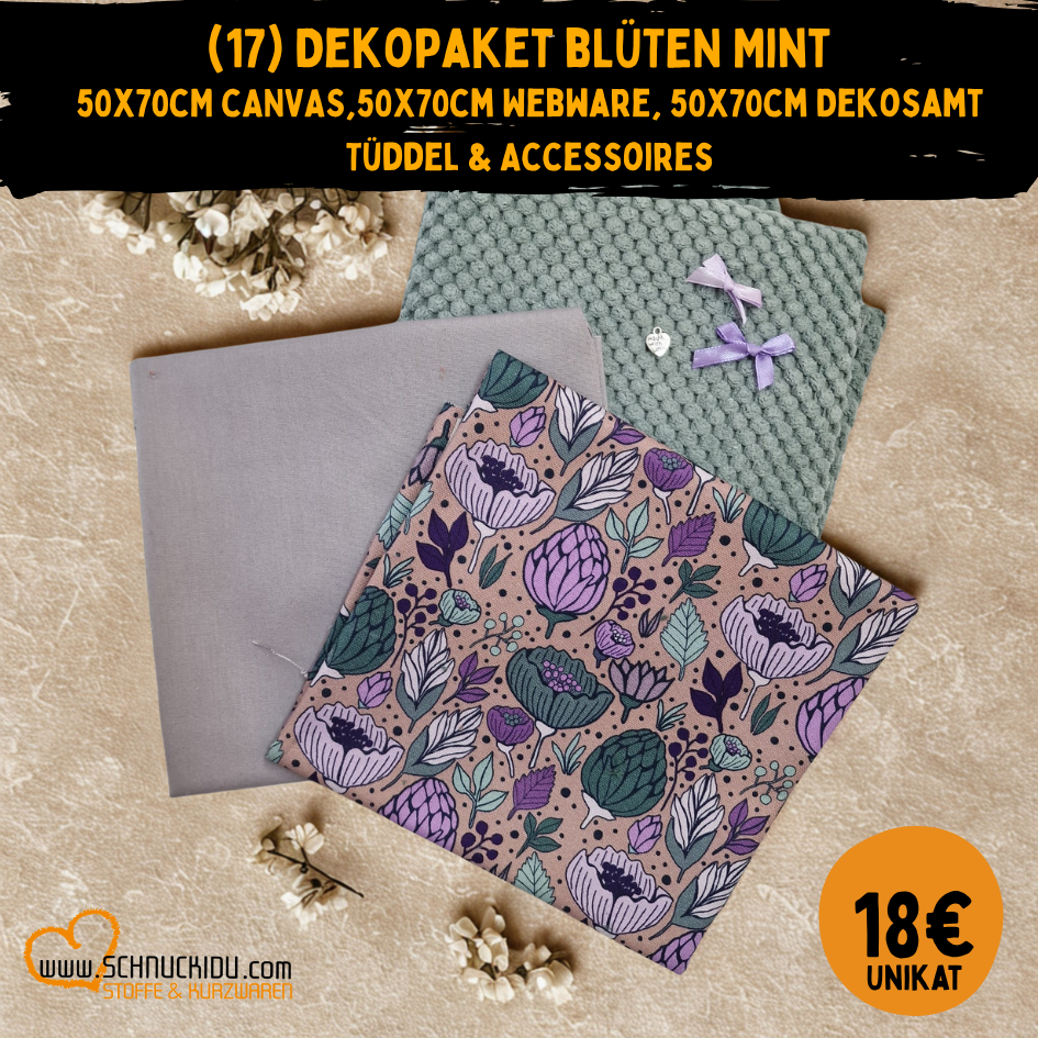 Stoffpaket - Unikat - Dekopaket Blume Mint