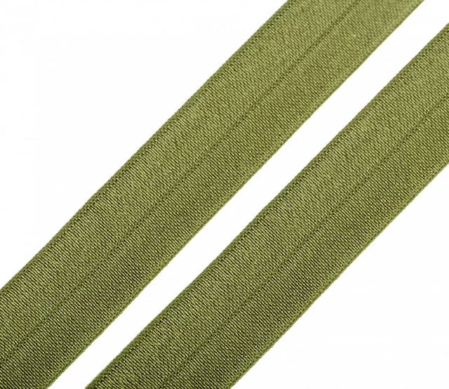 Einfassband elastisch - 20 mm - Khaki Grün - glänzend