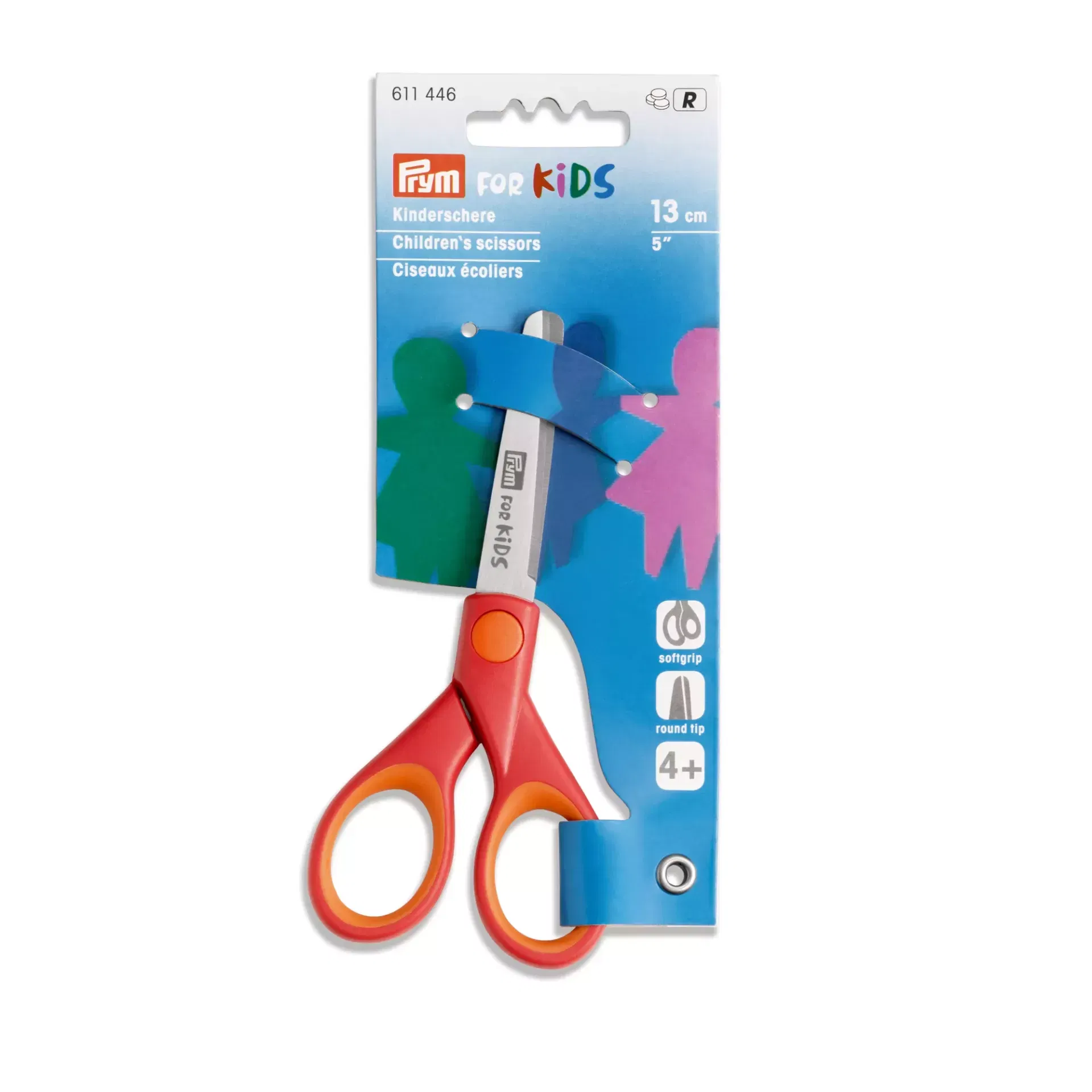 Sichere Prym Kinderschere, 13 cm (Art.-Nr. 611446) – Abgerundete Textilschere mit ergonomischem Griff für Kinder, ideal für erste Nähversuche und Bastelprojekte.