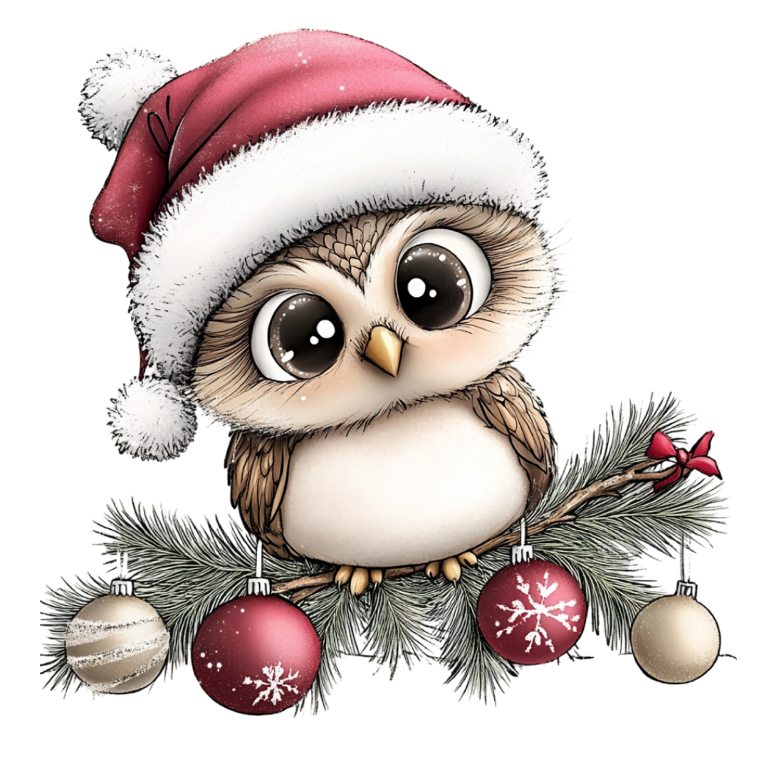 Bügelbild - Plott - Weihnachtseule - 12cm x 12cm