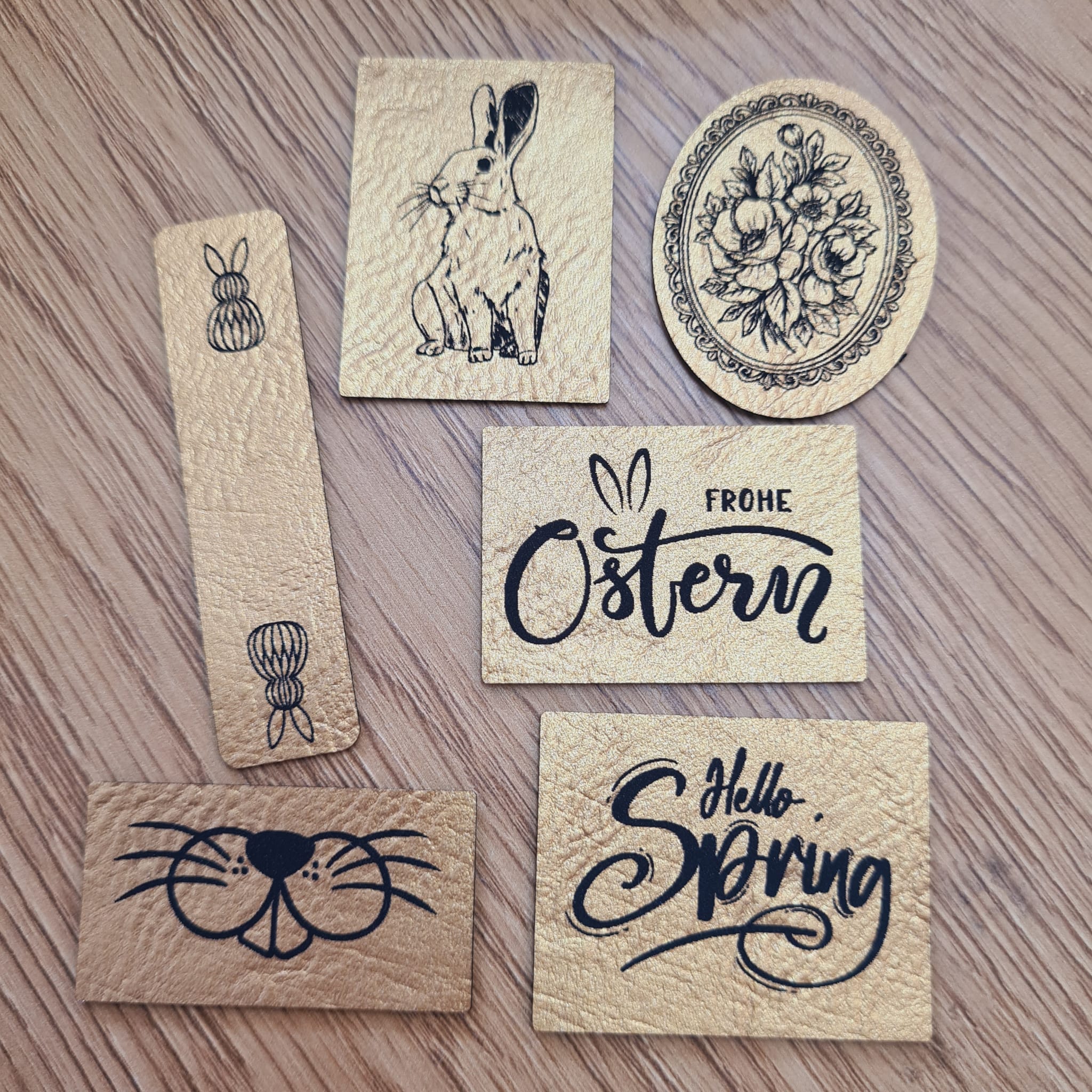 🐣 Oster Labelset aus veganem Kunstleder - 6 Handmade Labels in Gold – Schnuckidu® 