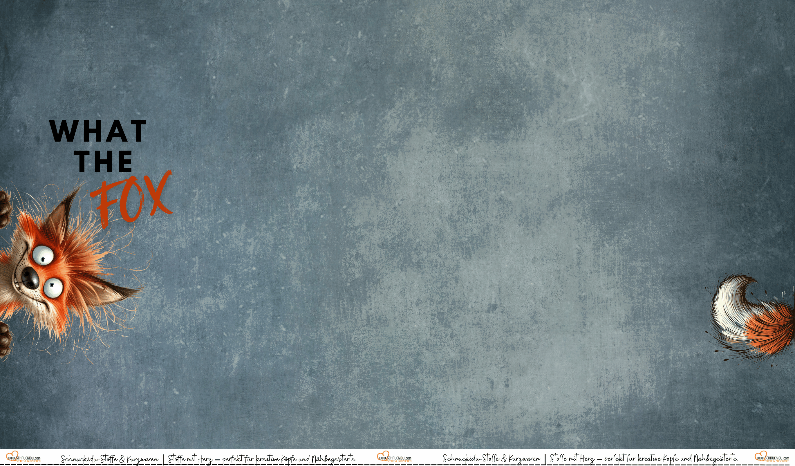 French Terry Panel "WTFOX" mit zerzaustem Fuchs-Motiv auf strukturiertem, dunklem Hintergrund – ca. 80x145cm, 95% Baumwolle, 5% Elasthan, Öko-Tex Standard 100