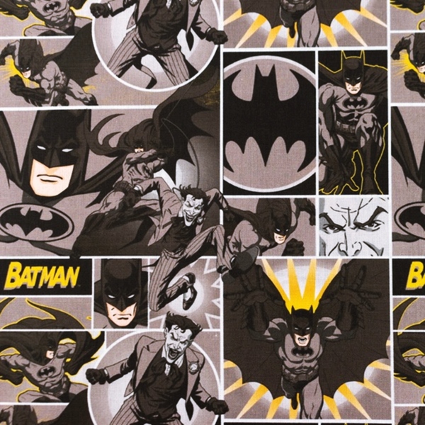 Webware - Popeline - Baumwoll Stoff - Lizenz - Digitaldruck - Batman ™© - Grau