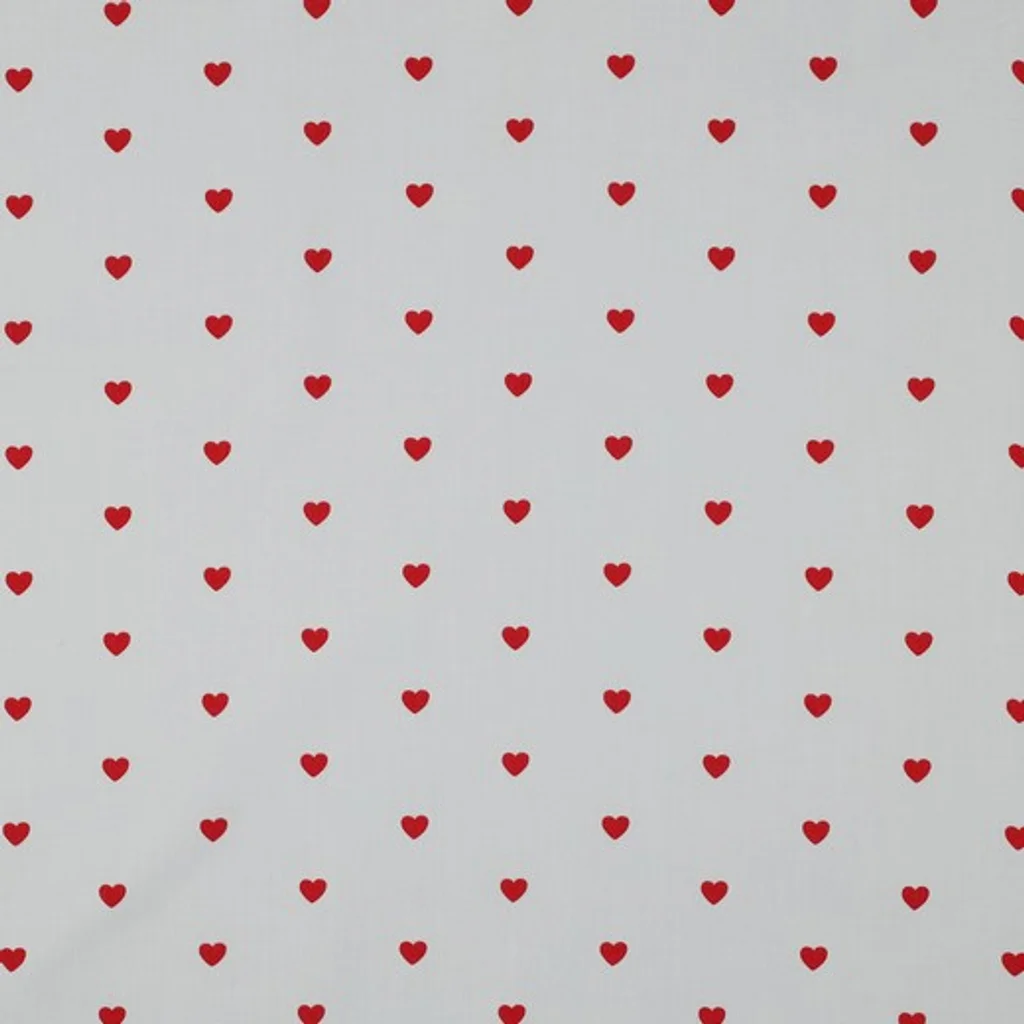 Hochwertige Baumwoll-Webware mit kleinen weißen Herzen auf altrosa Grund, 100% Baumwolle, 110g/m², feine Popeline für Kinderbekleidung und Dekoration