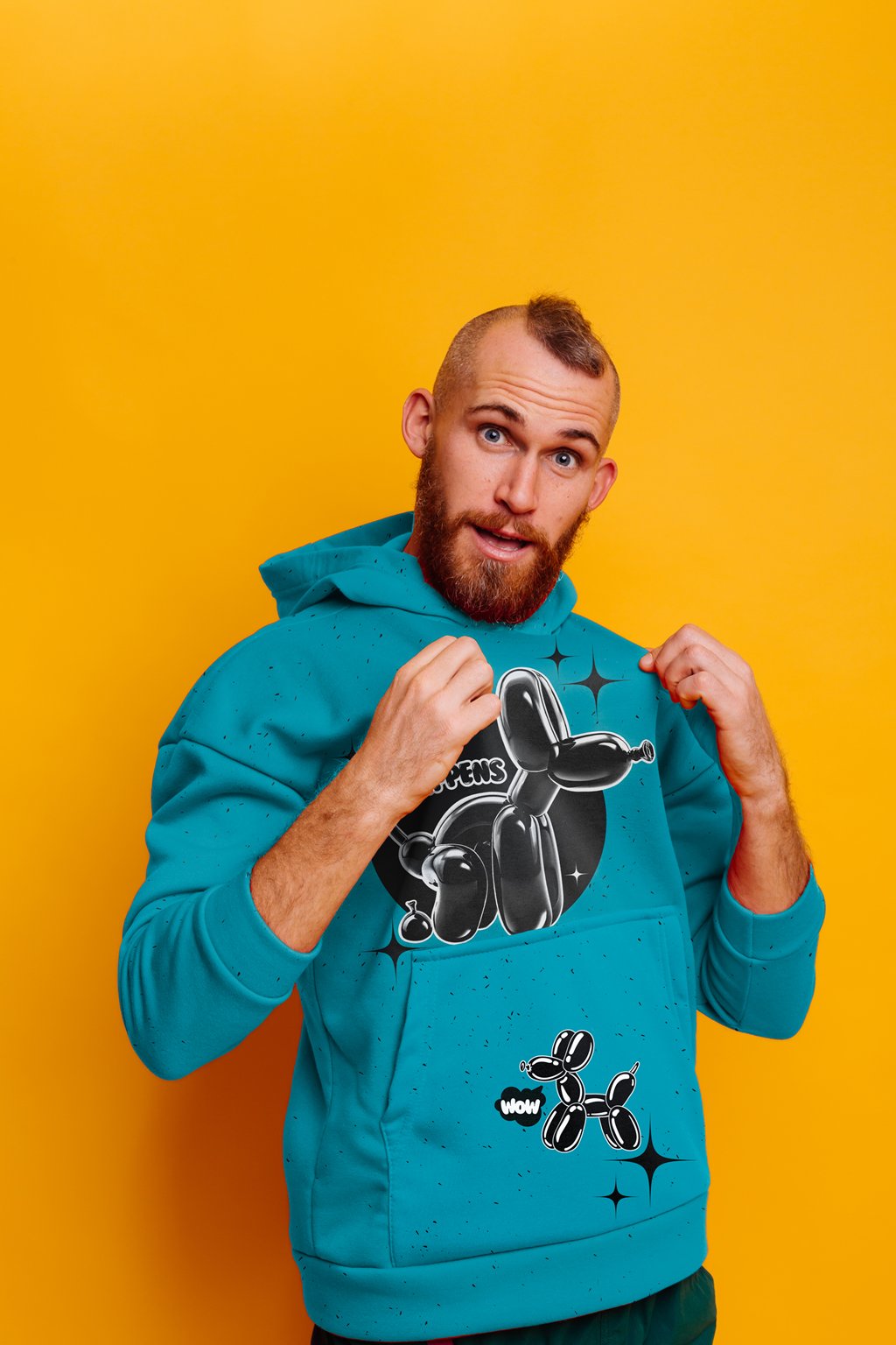 VORORDER - French Terry - Swafing - Thorsten Berger - Panel - Cheeky Animals - 80x150cm - Shit Happens Türkis