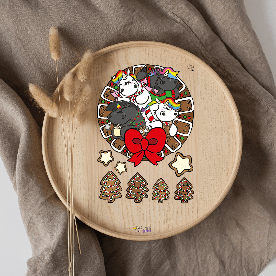 Bügelbild - Pummeleinhorn - Pummelfriends XMAS - ca. 12,3x17,5cm