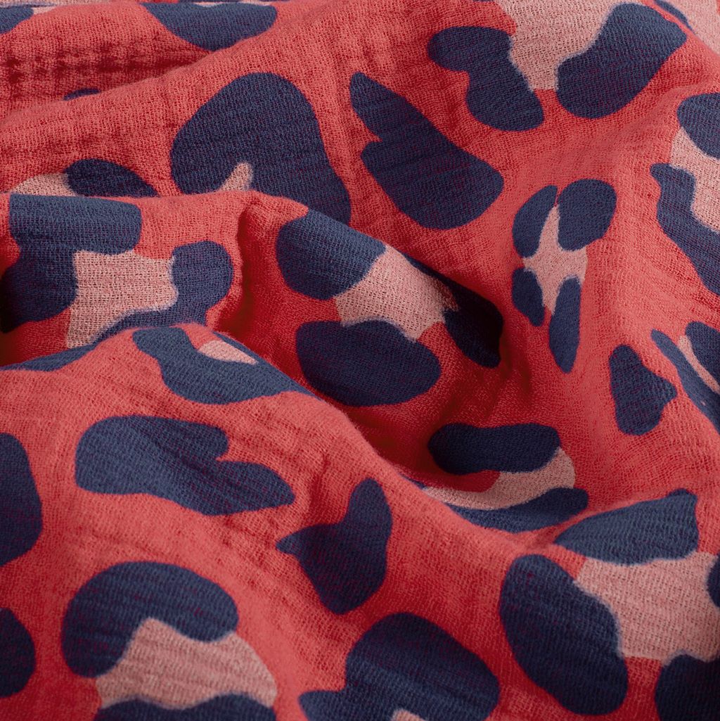 Musselin - Baumwolle - Leoprint Fuchsia