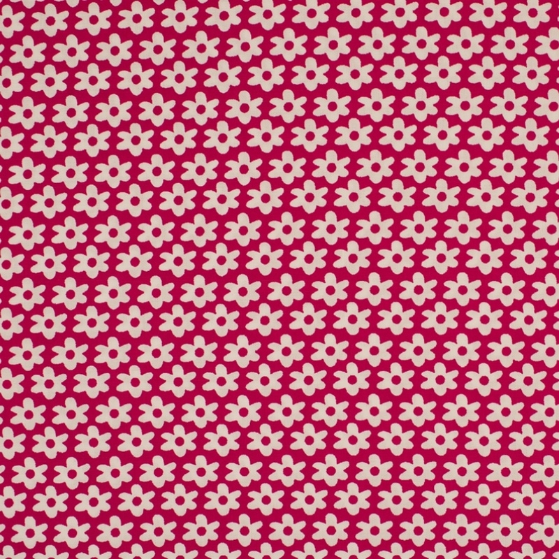 Baumwolle - Baumwollstoff - Blumen in Weiß auf Pink
