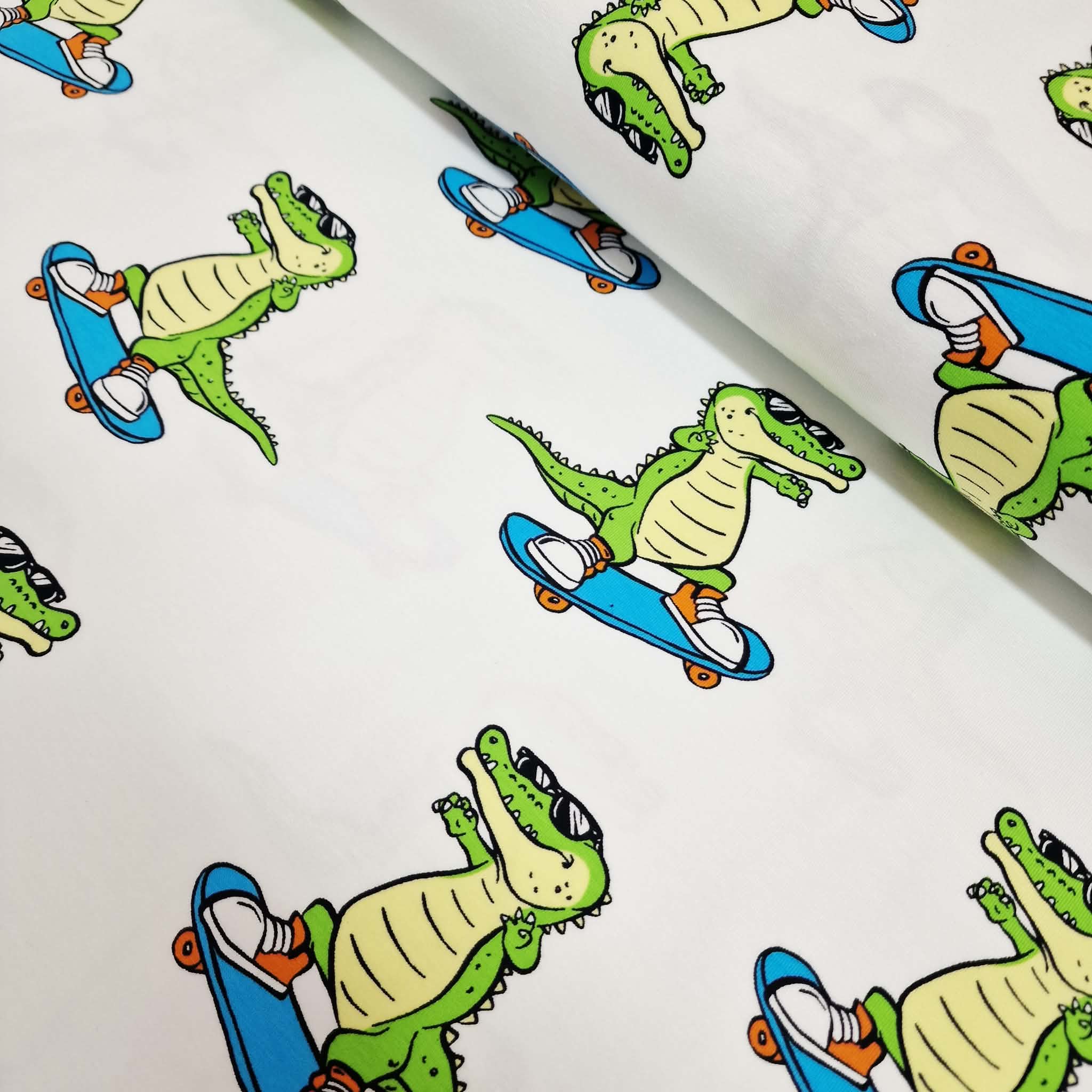  Motivjersey - Digitaldruck - Krokodil auf dem Skateboard