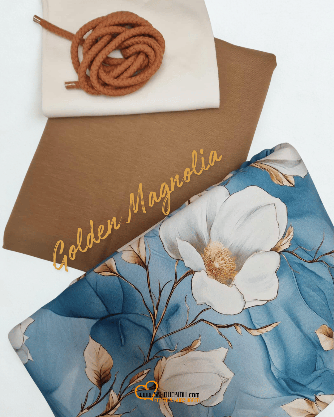 Stoffrest - Eigendesign - French Terry - Golden Magnolia 115cm