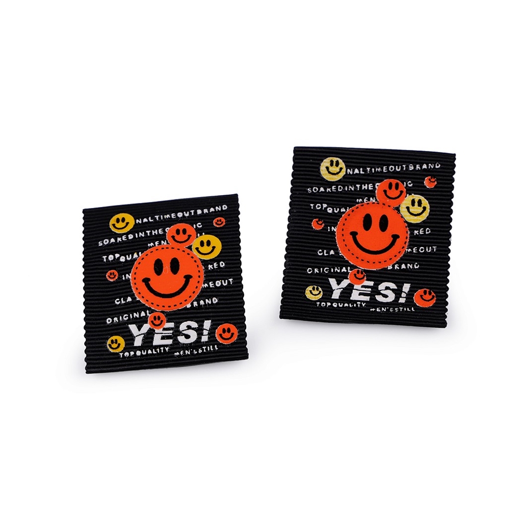 Aufnäher - Patch - Patches - Label - Smiley - Schwarz - 1Stück 