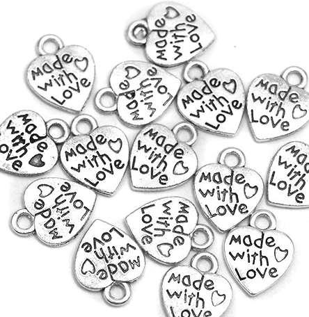 Anhänger  Silber - Modeschmuck - Charms  - Made with love - Silber