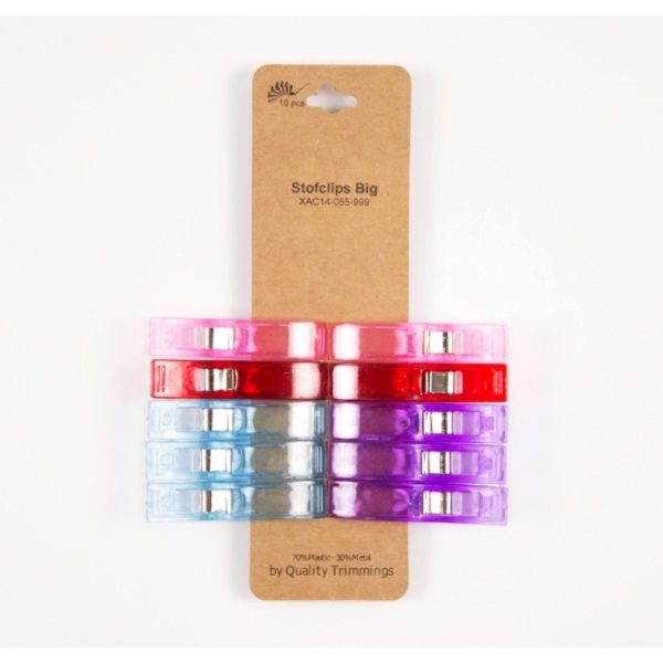 Stoffclips Groß Multicolour - farblich sortiert 55mm - 10 Stück