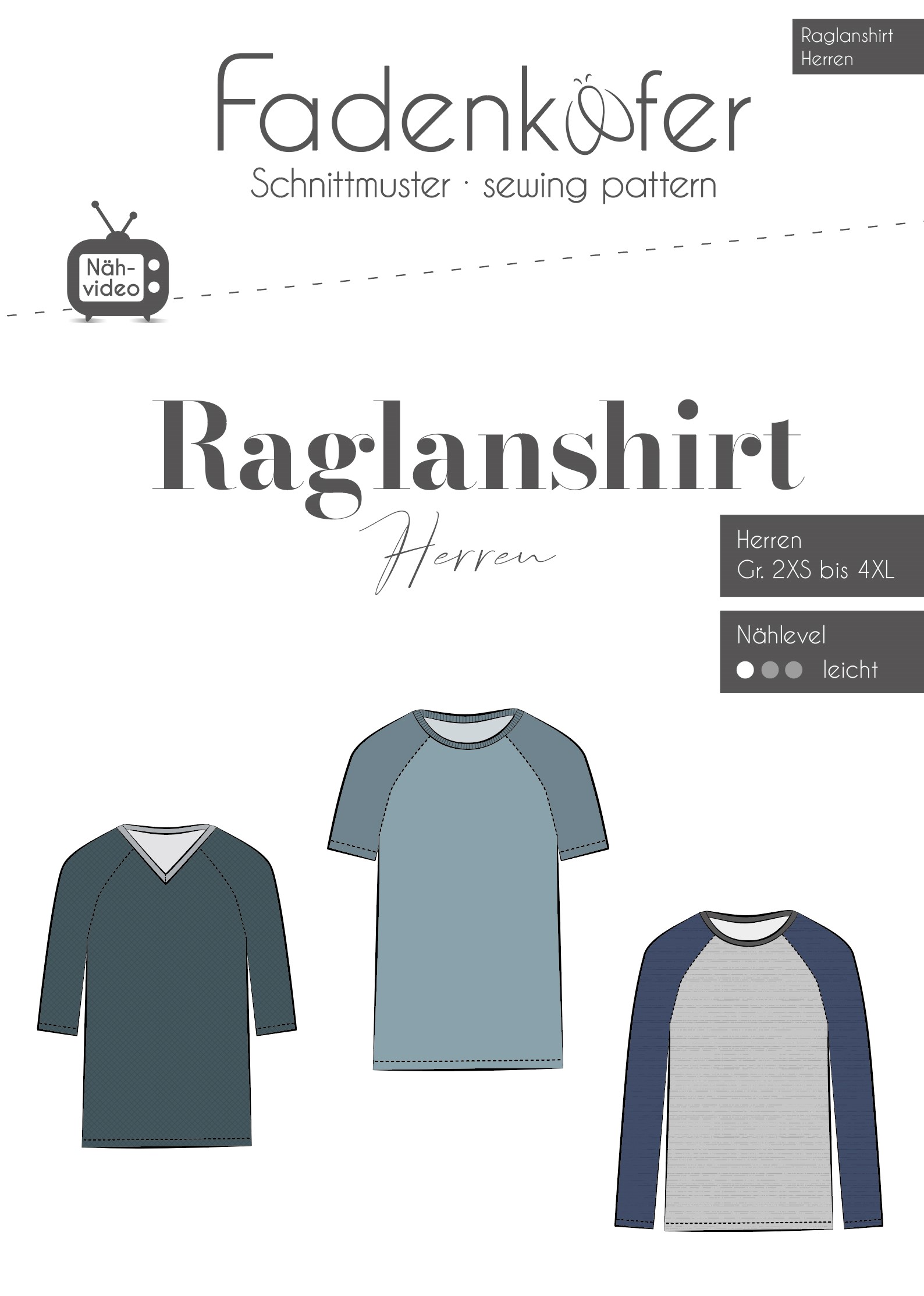 Papierschnittmuster Fadenkäfer - Raglanshirt für Herren