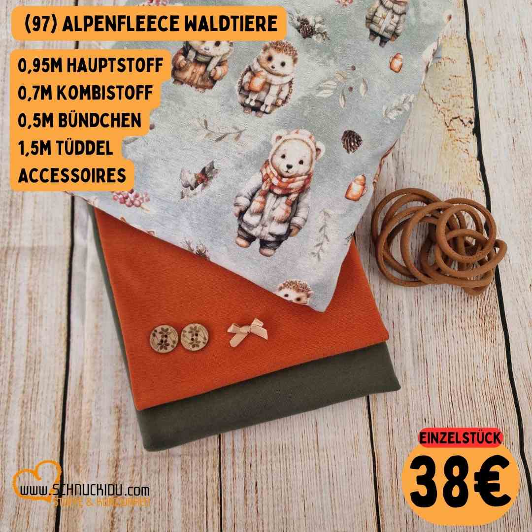 Stoffpaket - Unikat - Alpenfleece Waldtiere