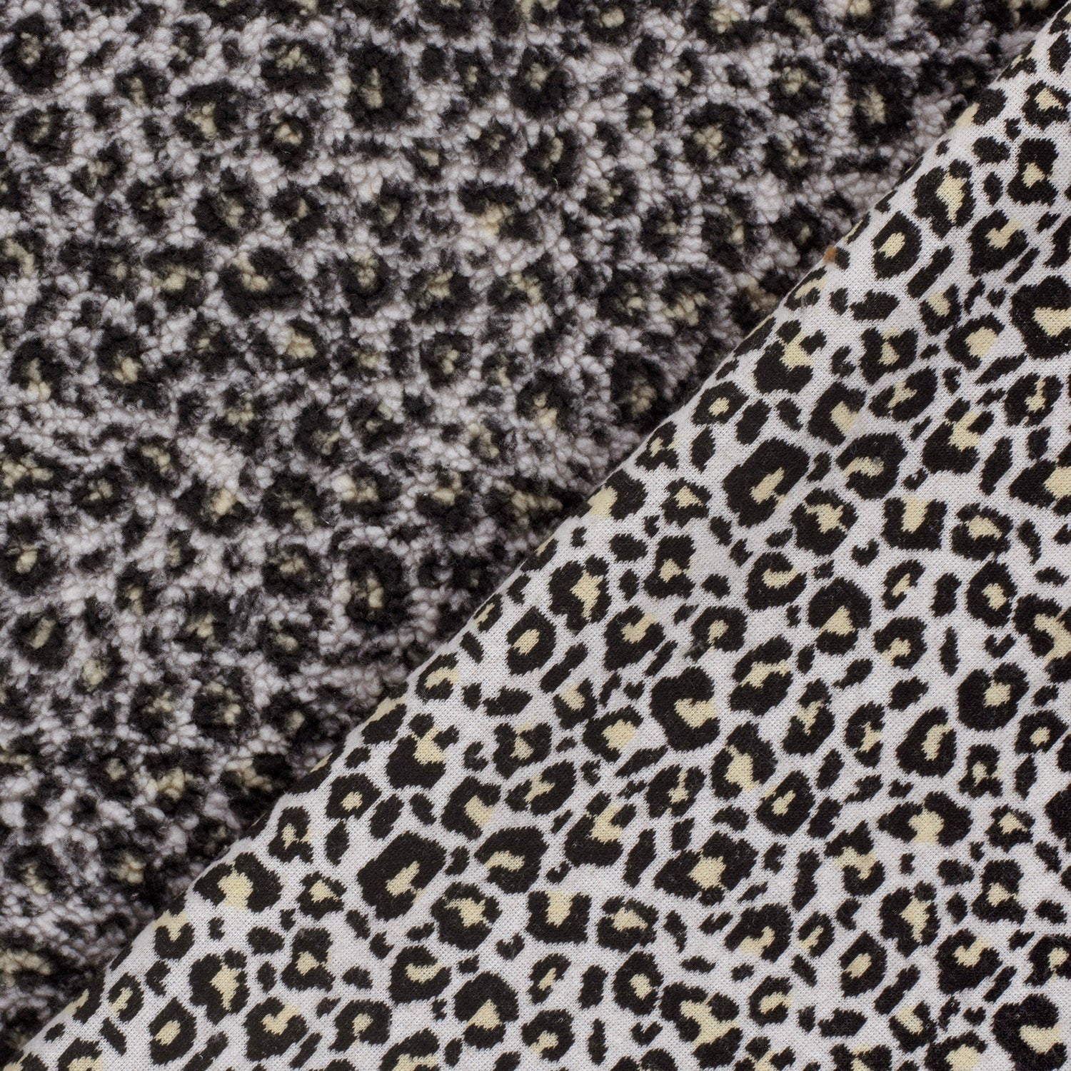 Weicher Teddyplüsch Fleece Stoff mit Leopardenmuster Animal Print Meterware