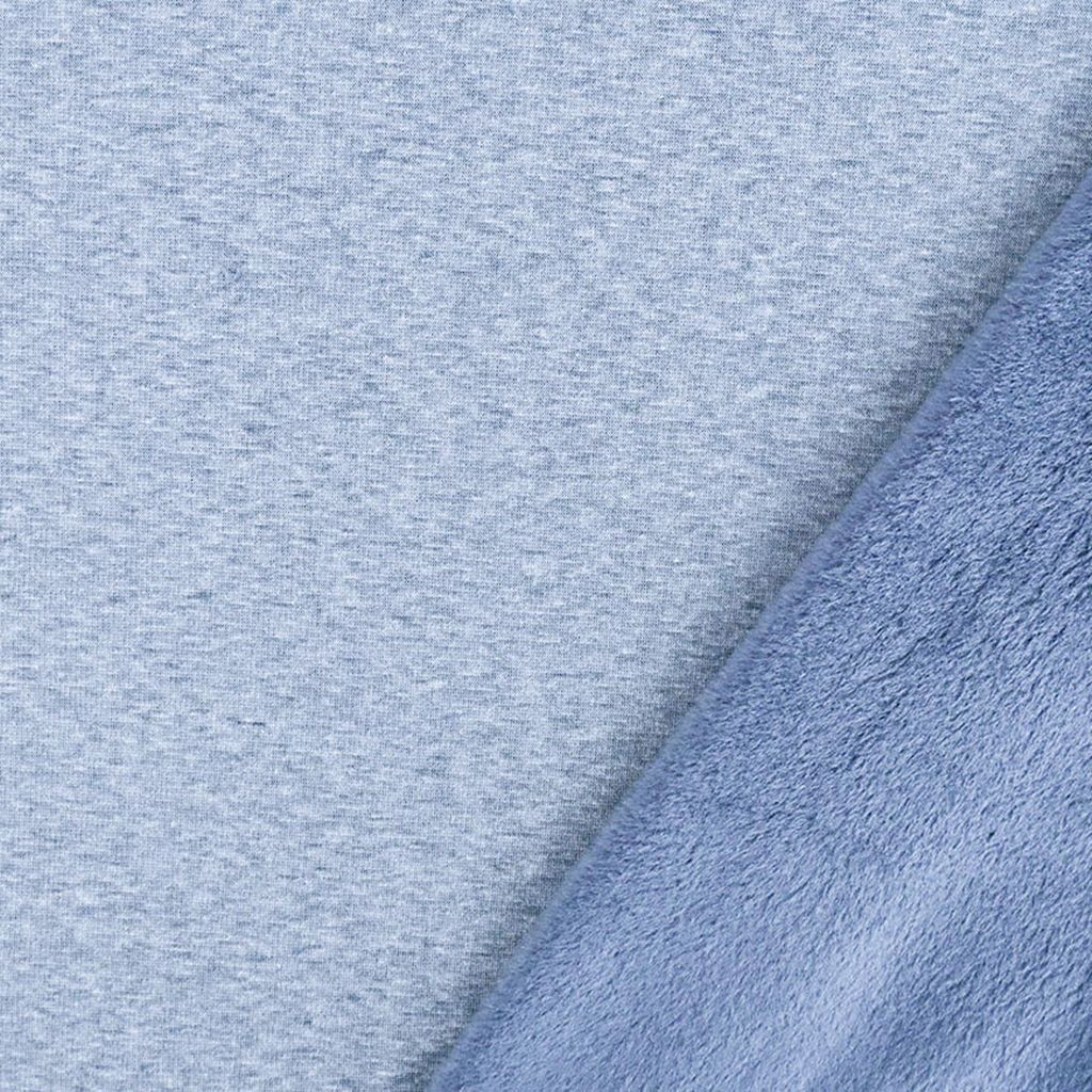 Alpenfleece - Sweat mit Plüschfell-Abseite - Uni - Hellblau Melange