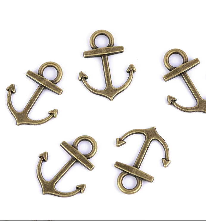 Anhänger Anker Silber - Modeschmuck - Charms - 14mm x 18mm - Altmessing