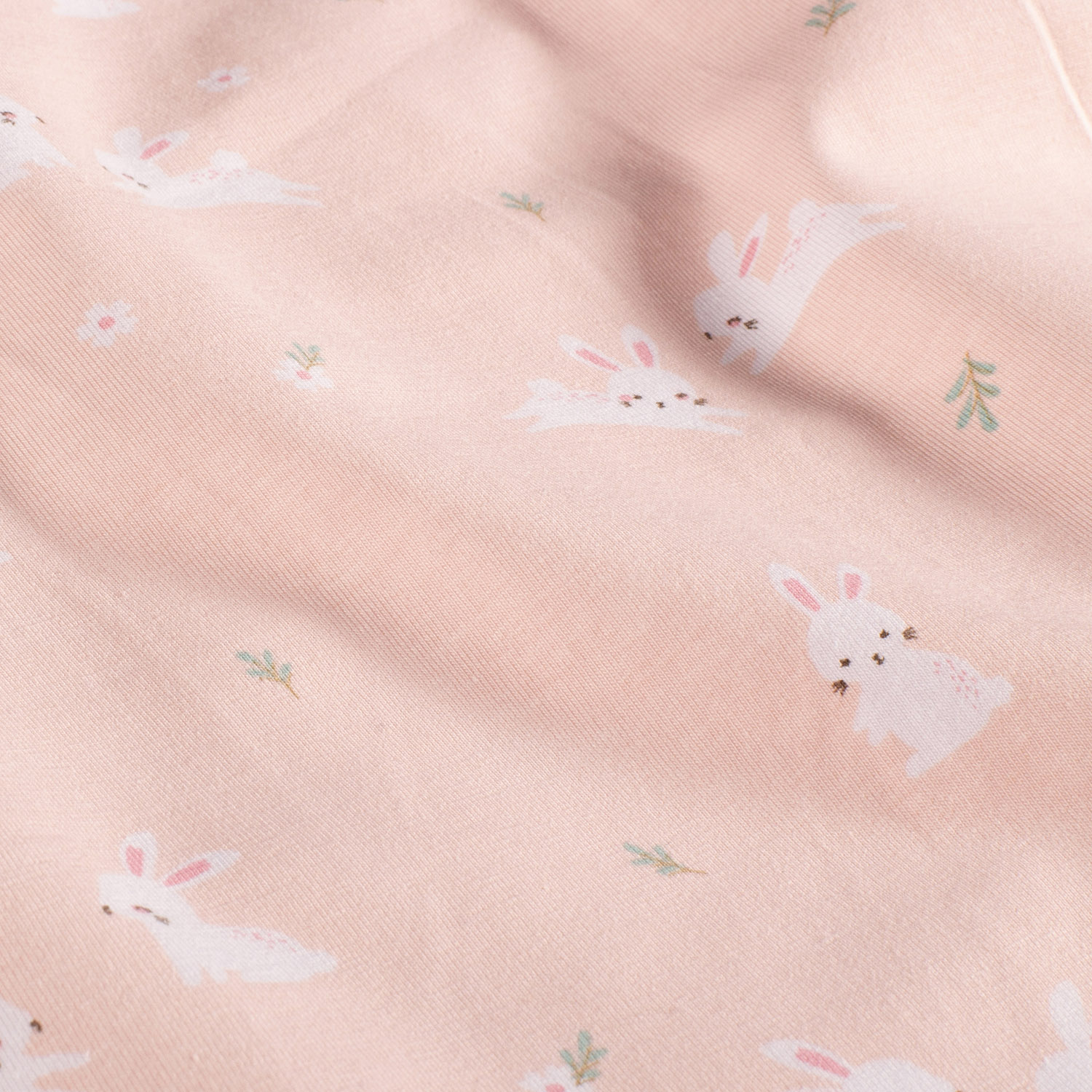 Niedlicher Motivjersey mit kleinen Hasen, hochwertiger Digitaldruck, 95% Baumwolle, 5% Elasthan, weich & elastisch für Kinder- und Babykleidung