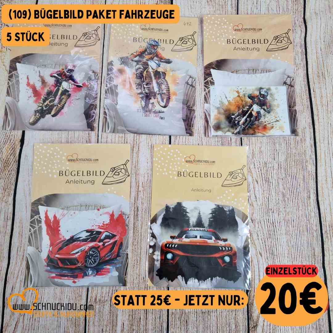Stoffpaket - Unikat - Bügelbild Paket Fahrzeuge