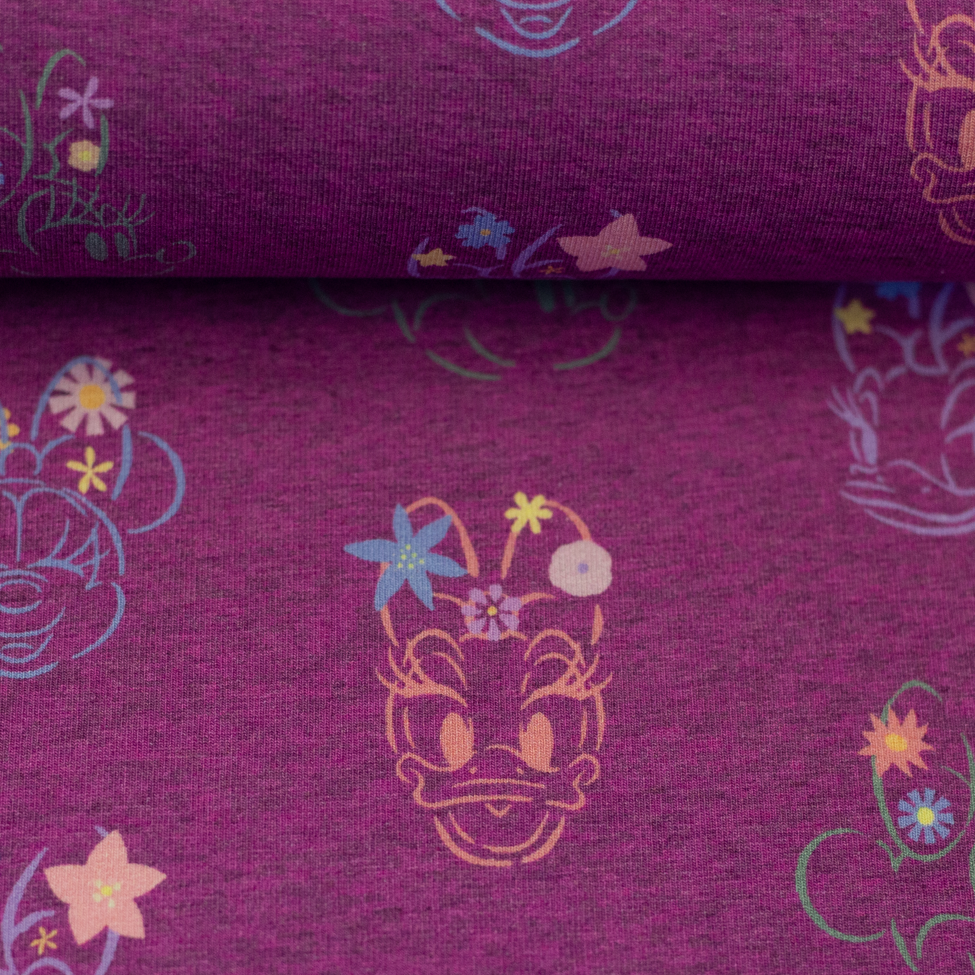 Motivjersey – Disney – Swafing - Minnie Mouse und Daisy pink meliert