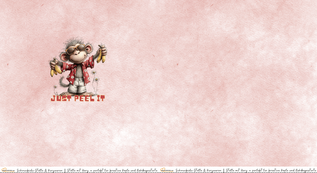 ersey-Panel mit coolen Affen, Sonnenbrille, Hawaiihemd und Bananen, Text "Just Peel It", Snack Attack Kollektion von Schnuckidu