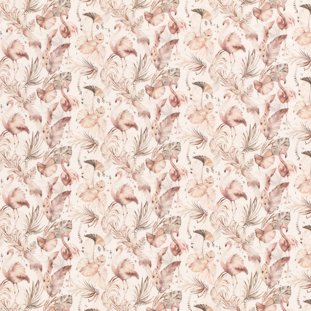 Motivjersey - Digitaldruck - Flamingos auf Ecru