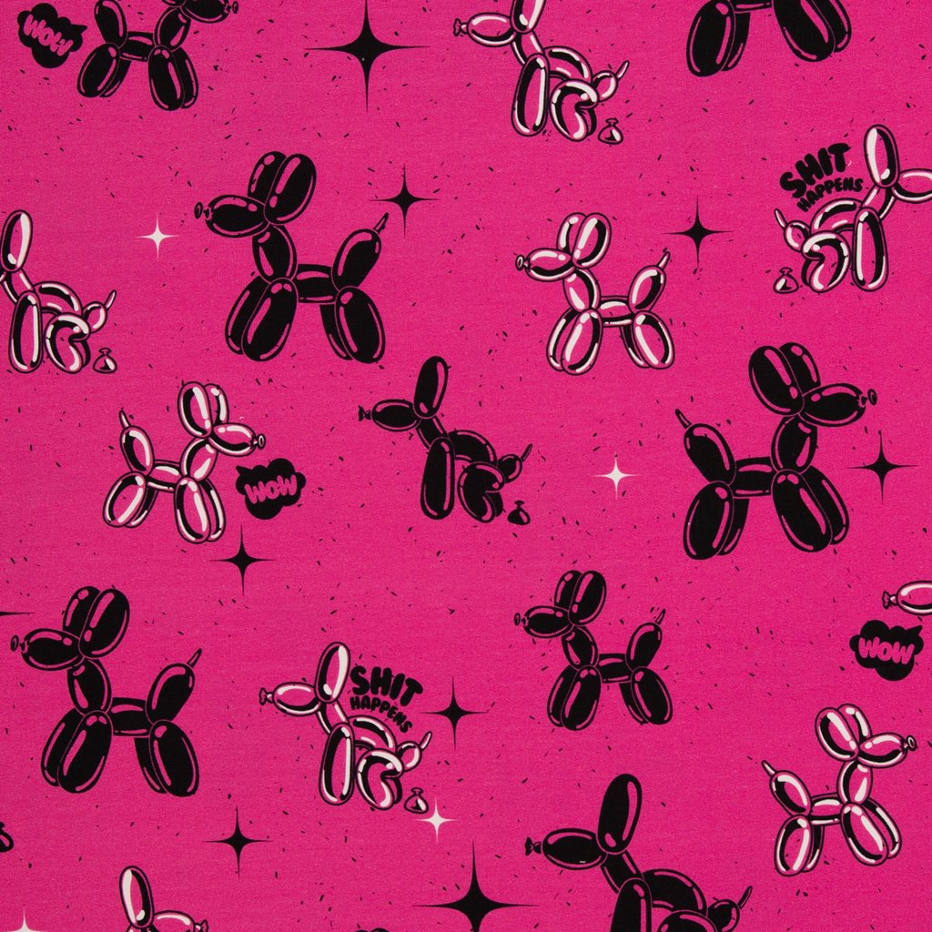Näh-Inspiration: Thorsten Berger Panel Cheeky Animals aus Swafing French Terry Kombistoff Pink Hunde