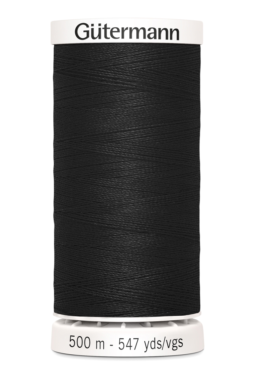 Gütermann Allesnäher 500 Meter in Schwarz (000) – Hochwertiges Premium-Nähgarn aus 100% Polyester für alle Stoffe und Nähte. Reißfest und farbecht.