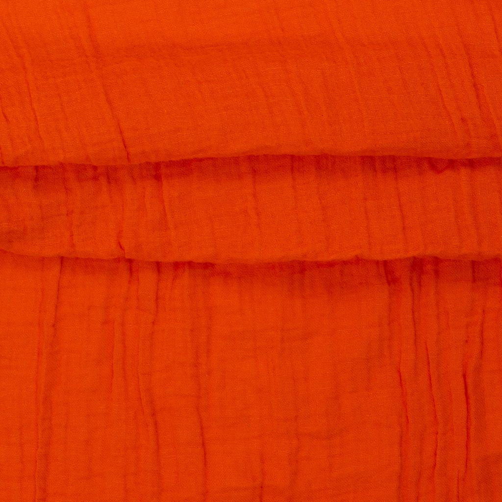 Hochwertiger Musselin Stoff in Orange, weiches Double Gauze aus 100% Baumwolle, leichter Mullstoff für Babykleidung und Accessoires, 125g/m², blickdicht und atmungsaktiv