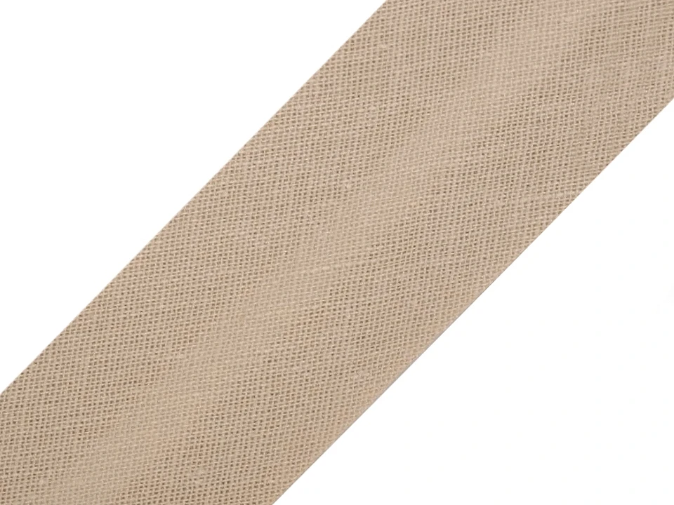 Hochwertiges Schrägband in Beige, 20mm Breite (gefaltet), 100% Baumwolle Meterware zum Einfassen von Kanten, Kleidung und Heimtextilien.