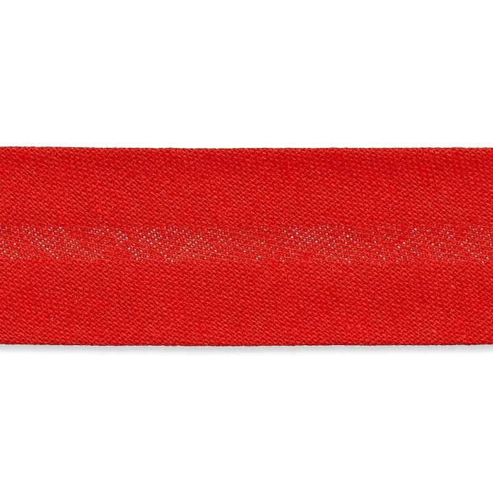 Rotes Schrägband aus 100% Baumwolle, 20mm Breite (vorgefalzt), hochwertiges Einfassband für markante Kantenabschlüsse an Kleidung und Heimtextilien