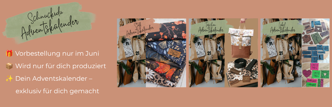Schnuckidu Adventskalender 2026 – Stoff, Taschen und Handmade-Labels