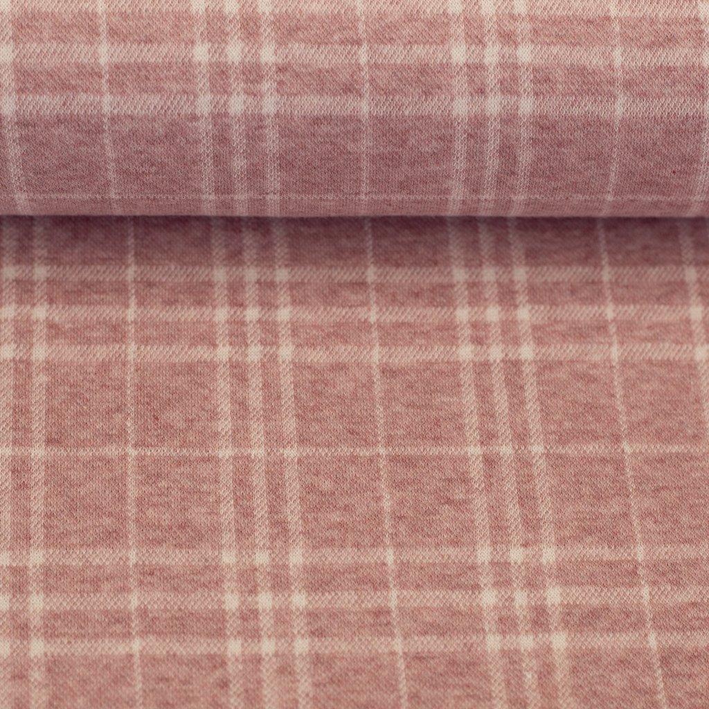 Jacquardjersey Madita von Swafing mit Karomuster Checks in Rosa und Anthrazit