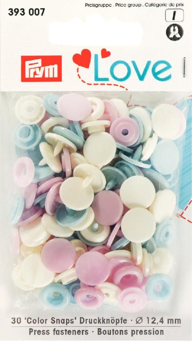 Druckknopf Color. Prym Love. 12.4mm. rosa/hellblau/perle - 393007