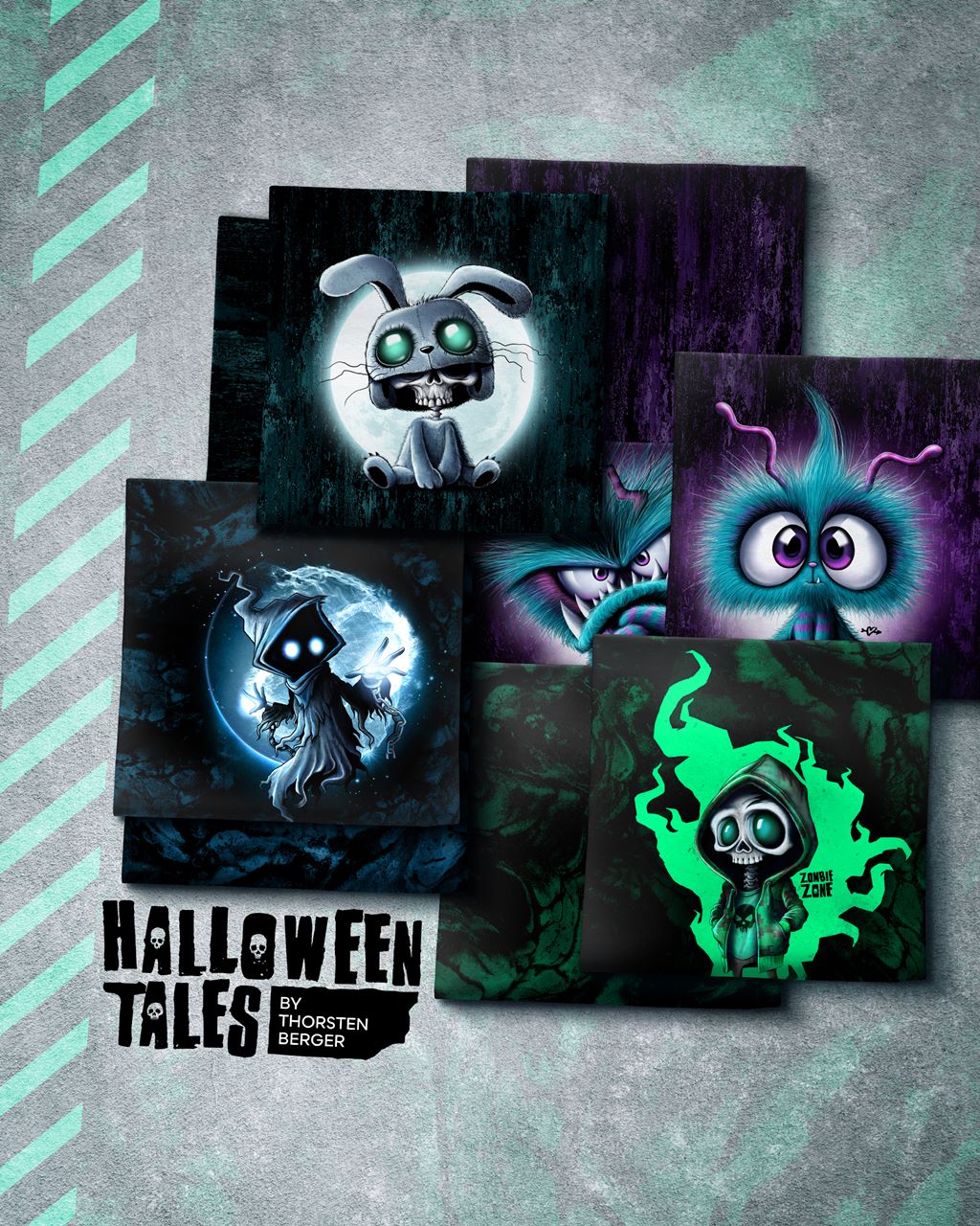 Panel - French Terry -  Halloween by Thorsten Berger - ca. 85cm x 160cm - Monster